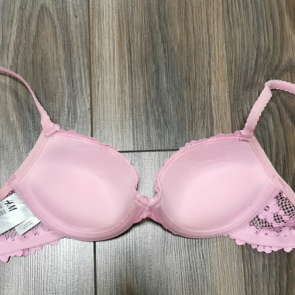 H&M Bubblegum Pink Lace Push Up Bra, 32B - Picture 2 of 3